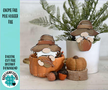 Load image into Gallery viewer, Gnome Fall Mug Hugger File SVG, Glowforge Tiered Tray, Tray Decor, Pumpkin, Leaf, Leaves, Gift, Topper, LuckyHeartDesignsCo
