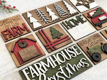 Load image into Gallery viewer, MINI Farmhouse Christmas Interchangeable Leaning Sign File SVG, Barn, Tractor, Truck Tree Rustic, Tiered Tray Glowforge, LuckyHeartDesignsCo
