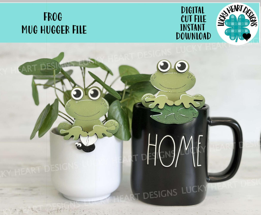 Frog Mug Hugger File SVG, Glowforge Tiered Tray, Tray Decor, Spring, Plant Hugger, Gift, Topper, LuckyHeartDesignsCo