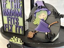 Load image into Gallery viewer, Cute Witch Halloween Quick and Easy Tiered Tray File SVG, Tier Tray, Trick or Treat, Glowforge Laser, LuckyHeartDesignsCo
