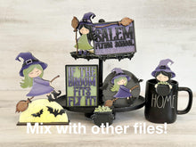 Load image into Gallery viewer, Cute Witch Halloween Quick and Easy Tiered Tray File SVG, Tier Tray, Trick or Treat, Glowforge Laser, LuckyHeartDesignsCo
