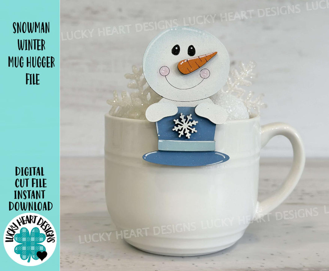 Snowman Winter Mug Hugger File SVG, Glowforge Tiered Tray, Tray Decor, Snowflake, Plant Hugger, Gift, Topper, LuckyHeartDesignsCo