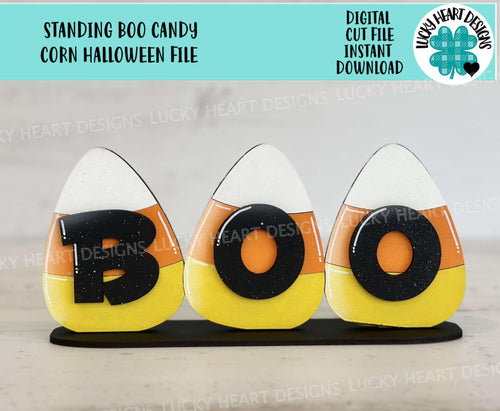 Standing Boo Candy Corn Halloween File SVG, Pumpkin, Witch, Trick or Treat, Tiered Tray Glowforge, LuckyHeartDesignsCo