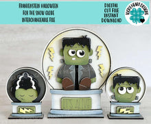 Load image into Gallery viewer, Frankenstein Halloween Snow Globe Interchangeable File SVG, TINY Glowforge, Monster, Fall, Trick Or Treat, Tiered Tray LuckyHeartDesignsCo
