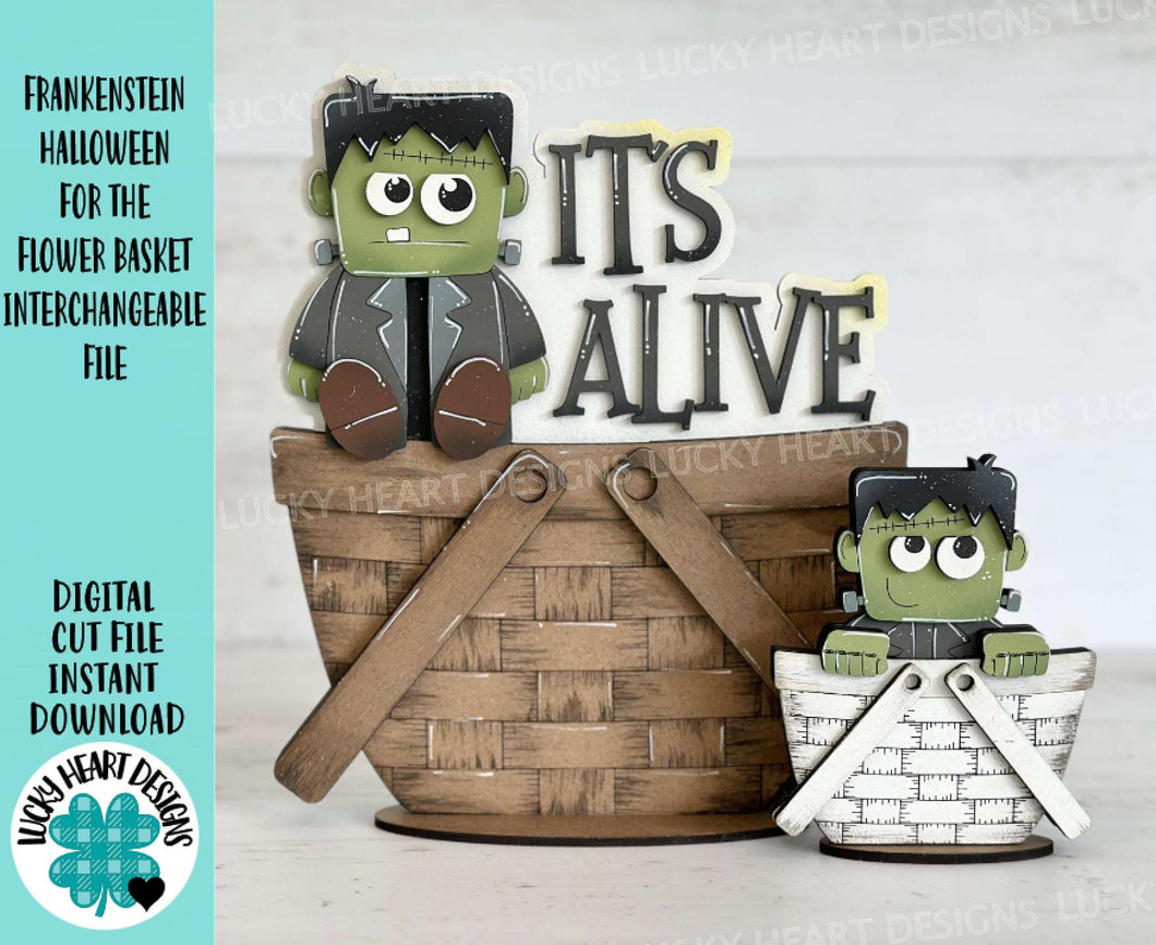 Frankenstein Halloween For The Flower Basket Interchangeable File SVG, TINY, Monster, Pumpkins, Glowforge, LuckyHeartDesignsCo