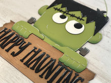 Load image into Gallery viewer, Frankenstein Halloween Door Hanger Sign File, Glowforge, Monster, Trick or Treat, LuckyHeartDesignsCo
