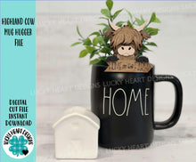 Load image into Gallery viewer, Highland Cow Mug Hugger File SVG, Glowforge, Tiered Tray, Tray Decor, Topper, Farm, Farmhouse, LuckyHeartDesignsCo
