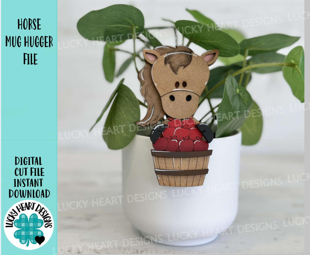 Horse Mug Hugger File SVG, Glowforge, Tiered Tray, Tray Decor, Plant, Apple, Topper, Farm, Farmhouse, LuckyHeartDesignsCo