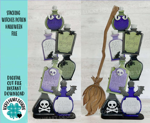 Stacking Witches Potions Halloween File SVG, Tier Tray, Trick or Treat, Glowforge Laser, LuckyHeartDesignsCo