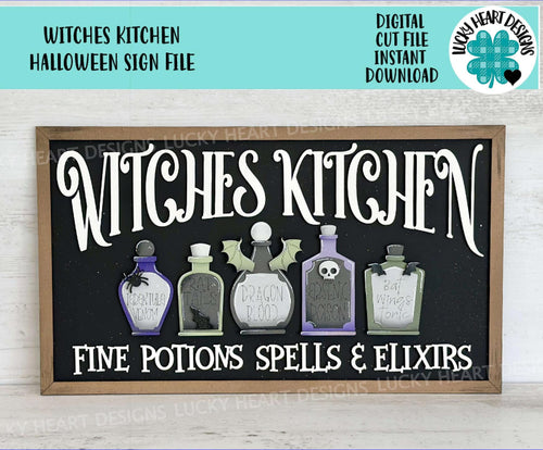 Witches Kiitchen Halloween Sign File SVG, Glowforge, Potion, Trick or Treat, Spells, LuckyHeartDesignsCo