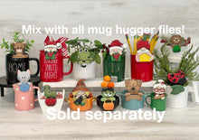 Load image into Gallery viewer, Penguin Christmas Mug Hugger File SVG, Glowforge Tiered Tray, Candy Cane, Plant, Tray Decor, Holiday, Santa, LuckyHeartDesignsCo
