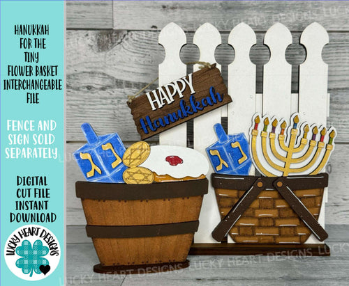 Hanukkah For The TINY Flower Basket Interchangeable File SVG, Holiday, Christmas Tiered Tray, Glowforge, LuckyHeartDesignsCo