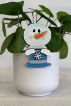 Load image into Gallery viewer, Snowman Winter Mug Hugger File SVG, Glowforge Tiered Tray, Tray Decor, Snowflake, Plant Hugger, Gift, Topper, LuckyHeartDesignsCo
