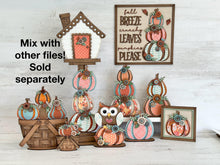 Load image into Gallery viewer, Chunky Floral Pumpkins for the Birdhouse Interchangeable File SVG, Glowforge, Fall Flower Seasonal, Holiday, Bird house, LuckyHeartDesignsCo
