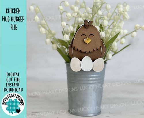 Chicken Mug Hugger File SVG, Glowforge, Tiered Tray, Tray Decor, Plant, Egg, Topper, Farm, Farmhouse, LuckyHeartDesignsCo