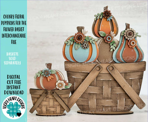 Chunky Floral Pumpkin For The Flower Basket Interchangeable File SVG, TINY, Fall Tiered Tray, Glowforge, LuckyHeartDesignsCo