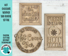 Load image into Gallery viewer, Hot Chocolate Weather Sign Bundle Set File SVG, Glowforge Winter Snowflake, Cocoa, LuckyheartDesignsCo
