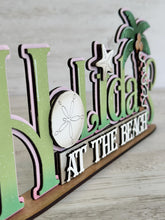Load image into Gallery viewer, Holidays Beach Shelf Sitter Christmas Standing Sign File SVG, Christmas, Santa Tree Mantle decor Centerpiece, glowforge, LuckyHeartDesignsCo
