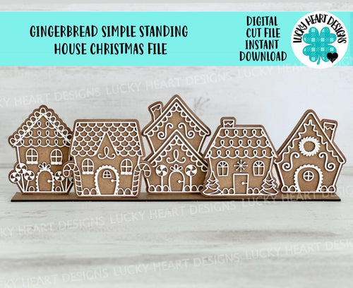 Gingerbread Simple Standing House Christmas File SVG, Glowforge, Santa Village, LuckyHeartDesignsCO