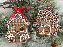 Load image into Gallery viewer, Gingerbread House Christmas Ornament File SVG, File SVG, My Our Firts Home, Glowforge, LuckyHeartDesignsCo
