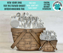 Load image into Gallery viewer, New Years Ball For The Flower Basket Interchangeable File SVG, (original and TINY) Winter Holiday Tiered Tray, Glowforge LuckyHeartDesignsCo
