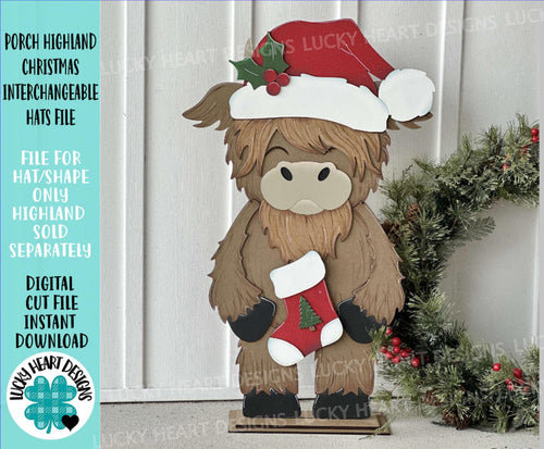 Porch Highland Christmas Interchangeable Hats File SVG, (hat only) Seasonal, Cow, Holiday, Farm, Fall, Glowforge, LuckyHeartDesignsCo