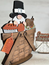 Load image into Gallery viewer, Gnome Thanksgiving For The Flower Basket Interchangeable File SVG, TINY Pie Pumpkin, Turkey, Tiered Tray, Glowforge, LuckyHeartDesignsCo
