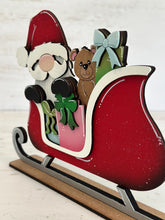 Load image into Gallery viewer, Christmas Gnome Sleigh Standing File SVG, Santa, Rudolph, Elf, Present, Reindeer, Glowforge, LuckyHeartDesignsCo
