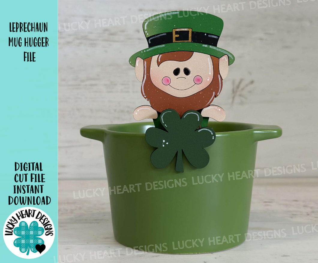 Leprechaun Mug Hugger File SVG, Glowforge Tiered Tray, St. Patrick's Day, lucky, Clover, Tray Decor, Holiday, Topper, LuckyHeartDesignsCo