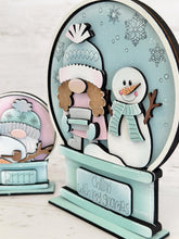 Load image into Gallery viewer, Gnome Winter Snow Globe Interchangeable File SVG, TINY, Glowforge, Snowman, Snowflake, Tiered Tray LuckyHeartDesignsCo
