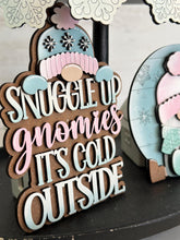 Load image into Gallery viewer, Gnome Winter Quick and Easy Tiered Tray File SVG, Glowforge Snowman, Snowflakes, LuckyHeartDesignsCo
