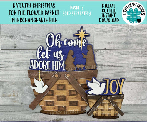 Nativity Christmas For The Flower Basket Interchangeable File SVG, TINY Holiday, Dove Jesus Joy, Tiered Tray, Glowforge, LuckyHeartDesignsCo