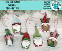 Load image into Gallery viewer, Hat Gnome Christmas Ornament File SVG, Holiday, Fun, Santa, Rudolph, Reindeer, Gnomie Glowforge, LuckyHeartDesignsCo
