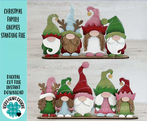 Christmas Family Gnome Standing File SVG, Glowforge, Grandparents, Personalize, LuckyHeartDesignsCo