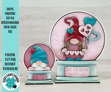 Load image into Gallery viewer, Gnome Valentines Snow Globe Interchangeable File SVG, TINY, Glowforge, Love, Heart, Tiered Tray LuckyHeartDesignsCo
