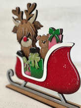 Load image into Gallery viewer, Highland Reindeer Sleigh Standing File SVG, Santa, Christmas, Farm, Cow, Rudolph, Elf, Present, Reindeer, Glowforge, LuckyHeartDesignsCo
