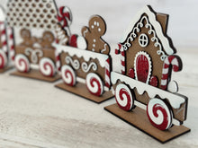 Load image into Gallery viewer, Gingerbread Christmas Standing Train File SVG, Santa, Rudolph, Holiday, Glowforge, LuckyHeartDesignsCo
