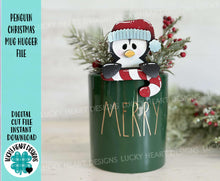 Load image into Gallery viewer, Penguin Christmas Mug Hugger File SVG, Glowforge Tiered Tray, Candy Cane, Plant, Tray Decor, Holiday, Santa, LuckyHeartDesignsCo
