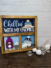 Load image into Gallery viewer, Gnome Winter Interchangeable Leaning Sign File SVG, Snowman, Snowflake, Tiered Tray Glowforge, LuckyHeartDesignsCo
