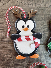 Load image into Gallery viewer, Penguin Christmas Ornament File SVG, Holiday, craft, Santa, Rudolph, Reindeer, Present, Glowforge, LuckyHeartDesignsCo
