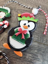 Load image into Gallery viewer, Penguin Christmas Ornament File SVG, Holiday, craft, Santa, Rudolph, Reindeer, Present, Glowforge, LuckyHeartDesignsCo
