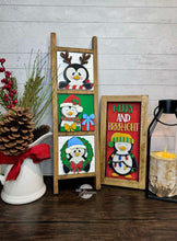 Load image into Gallery viewer, Penguin Christmas Interchangeable Leaning Sign File SVG, glowforge Santa, Reindeer, Elf, Tiered Tray, LuckyHeartDesignsCo
