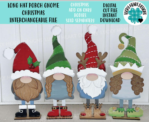 Long Hat Porch Gnome Christmas Interchangeable File SVG, ADD ON, Holiday, Seasonal, Halloween, Fall, Glowforge, LuckyHeartDesignsCo