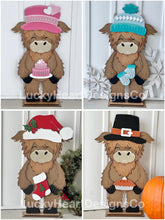 Load image into Gallery viewer, Porch Highland Fall Interchangeable Hats File SVG, (hat only) Seasonal, Cow Holiday, Pumpkin, Scarecrow Farm, Glowforge, LuckyHeartDesignsCo
