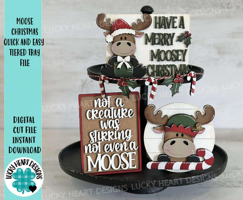 Moose Christmas Quick and Easy Tiered Tray File SVG, Rudolph, Santa, Reindeer, Candy Cane, Glowforge, LuckyHeartDesignsCo