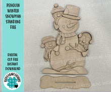 Load image into Gallery viewer, Penguin Winter Snowman Standing File SVG, Glowforge, Christmas, Tiered Tray LuckyHeartDesignsCo
