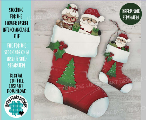 Stocking for the Flower Basket Interchangeable (Original and TINY) File SVG, Christmas, Tiered Tray, Glowforge, LuckyHeartDesignsCo