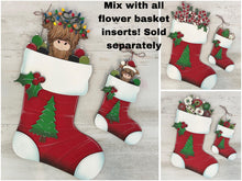 Load image into Gallery viewer, Stocking for the Flower Basket Interchangeable (Original and TINY) File SVG, Christmas, Tiered Tray, Glowforge, LuckyHeartDesignsCo
