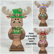 Load image into Gallery viewer, Moose Interchangeable Hats TINY Flower Basket File SVG, Animal, Christmas, Halloween, Fall, Spring, Holiday, Glowforge, LuckyHeartDesignsCo
