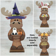 Load image into Gallery viewer, Moose Interchangeable Hats TINY Flower Basket File SVG, Animal, Christmas, Halloween, Fall, Spring, Holiday, Glowforge, LuckyHeartDesignsCo
